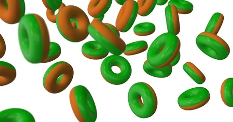 Green donut falling Stock Footage 88824613