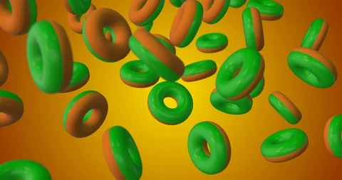 Green donut falling Stock Footage 88826997