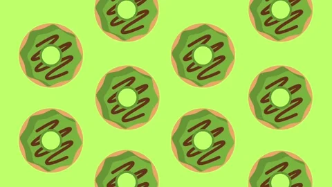 Green Donut Pattern with Chocolate Drizzle Stock Footage 335637446