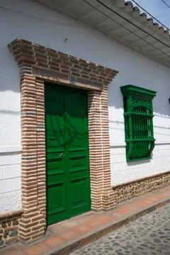 Green door closeup Stock Photos
