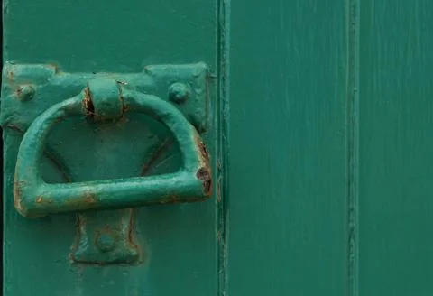 Green door handle Stock Photos