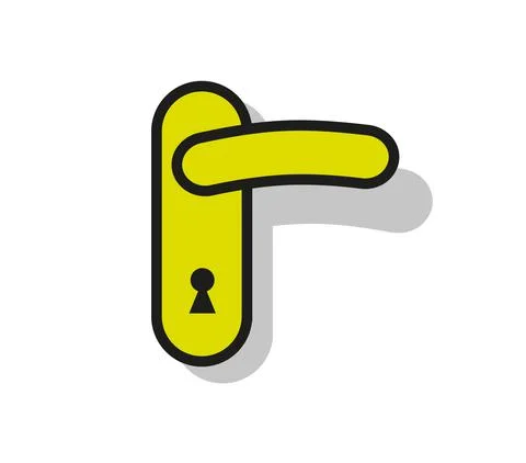 Green door handle with shadow and keyhole Stock Illustration