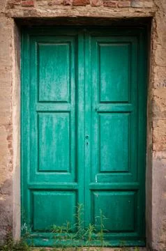Green door Foto stock