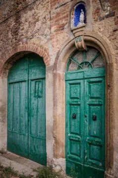 Green door Foto stock