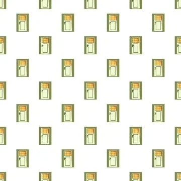 Green door with window seamless pattern background Illustrazione stock