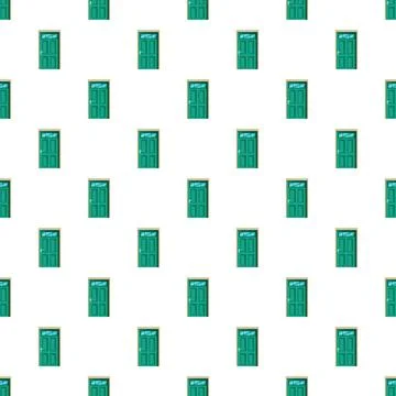 Green doors forming a repetitive pattern on a white background イラスト素材