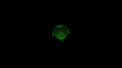 Green dot grid morphing into abstract shape against black background motion.. Video stock 342583163