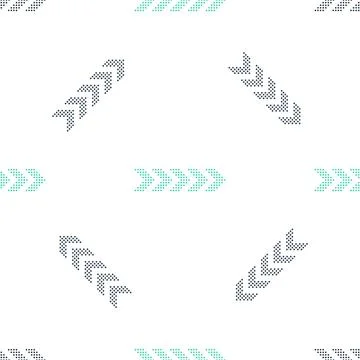 Green Dots arrow icon isolated seamless pattern on white background. Vector Stock Illustration