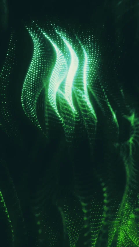 Green dots form flowing patterns against a dark backdrop Stock Footage 318832932