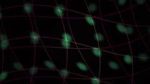 Green Dots Moving on a Dark Digital Grid Background for Technology Concepts Stock Footage 343712306