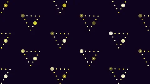 Green dots pattern on black background forming triangle shape Stock Footage 322774397
