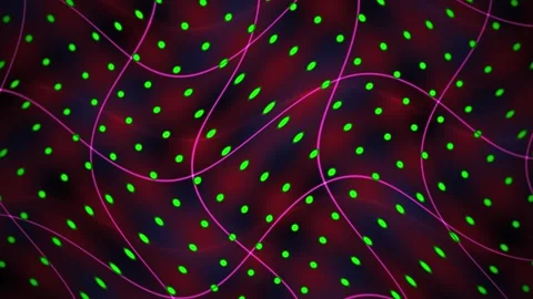 Green Dots on Pink Wavy Lines in a Colorful Abstract Grid Pattern for Techn.. Stock Footage 343712656