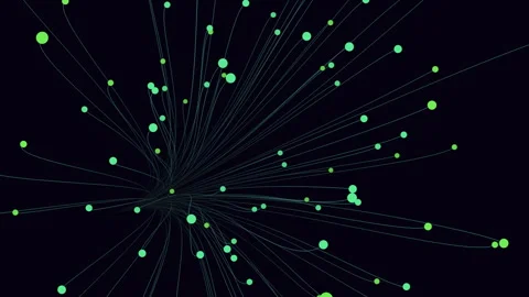 Green dots scattered on black background, circular pattern with clustered center 스톡 동영상 311592283