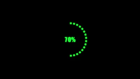 Green Dotted Arc Progress Bar with 54% Percentage Display on a animated Bla.. Stock Footage 334122828