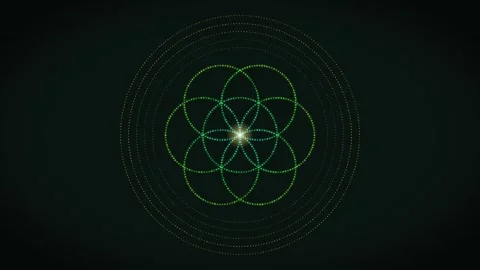 Green dotted pattern with overlapping circles and central light 動画素材 336995244