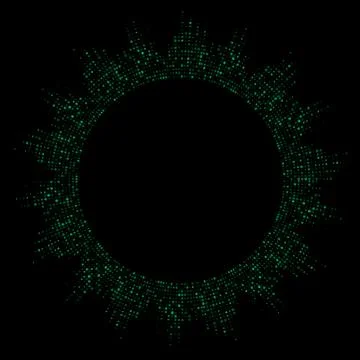 Green dotted round equalizer isolated on black background Stock Illustration