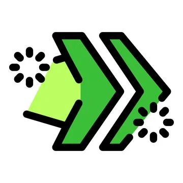 Green double arrow showing fast forward with loading symbol Stock Illustration