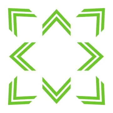 Green double arrows in 8/eight different directions Stock Illustration