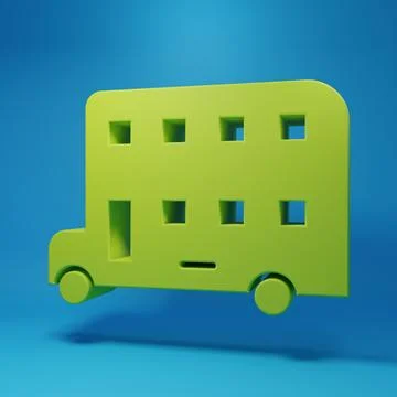 Green Double decker bus icon isolated on blue background. London classic pa.. Stock Illustration