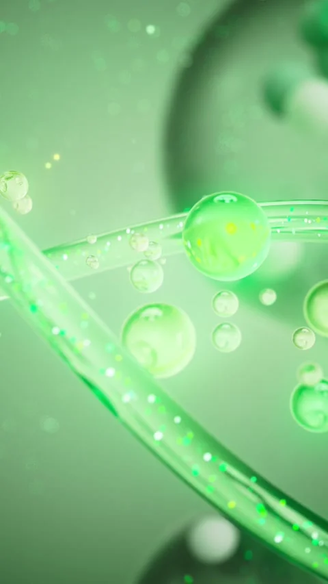 Green double helix molecular essence skin care dynamic background Vidéo 320873555