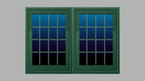 Green Double Pane Window Looking Out at Starry Night Sky Ilustración de archivo