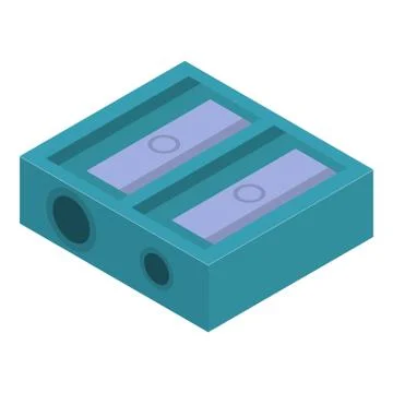Green double sharpener icon, isometric style Stock Illustration