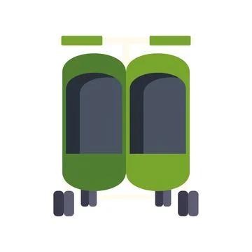 Green double stroller for infant twins concept Stock Illustration