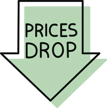 Green Down Arrow With Prices Drop Text Stock Illustration