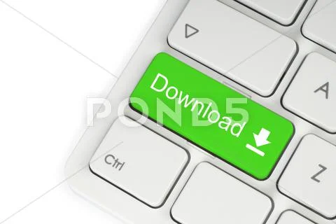 Green download button . Stock Photos