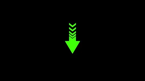 Green Downward Arrow Icon on Dark Background Stock Footage 332984247