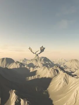 Green Dragon on the Mountains Illustrazione stock