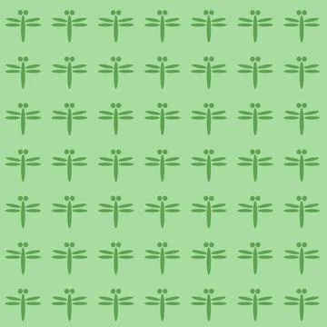 Green Dragonfly Pattern on Pale Green Background Stock Illustration