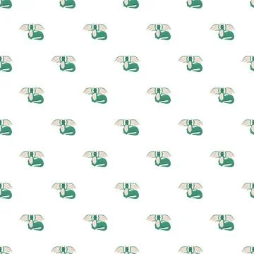 Green dragons seamless pattern repeating background design Illustrazione stock