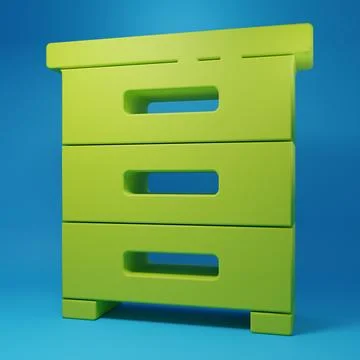 Green Drawer with documents icon isolated on blue background. Archive paper.. Stock Illustration