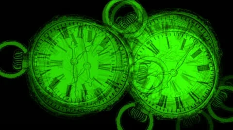 Green drawing  clock particle 库存影片 22179127