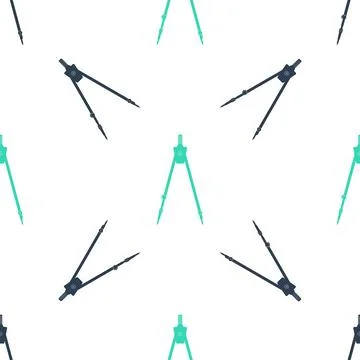 Green Drawing compass icon isolated seamless pattern on white background Illustrazione stock