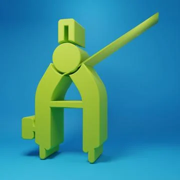 Green Drawing compass icon isolated on blue background. Compasses sign. Dra.. Illustrazione stock
