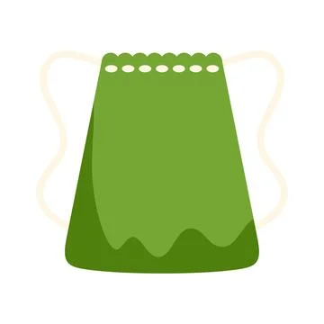 Green drawstring backpack flat vector illustration isolated Stock Illustration