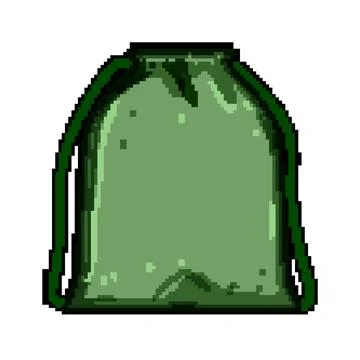 Green drawstring sack presenting packaging and storage concept イラスト素材