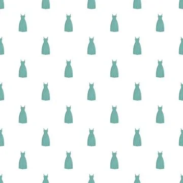 Green dresses repeating seamless pattern on white background Stock Illustration