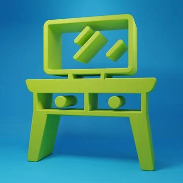 Green Dressing table icon isolated on blue background. Minimalism concept. .. 库存插图