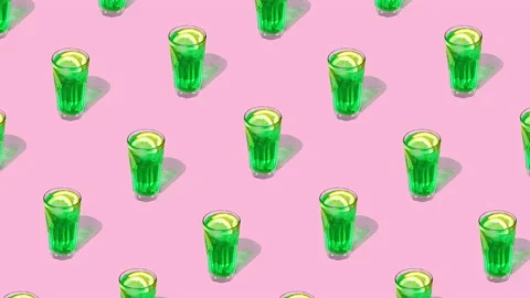 Green drink hard shadows diagonal pattern Stock Footage 155221086
