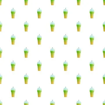 Green drink plastic cups seamless pattern Stock Illustration