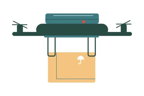 Green drone for delivering orders in boxes to clients homes Stock Illustration
