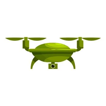 Green drone hovering, capturing aerial footage with rotating blades Stock Illustration