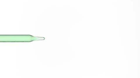 Green drop is dripping from lab dropper Stock Footage 167162986