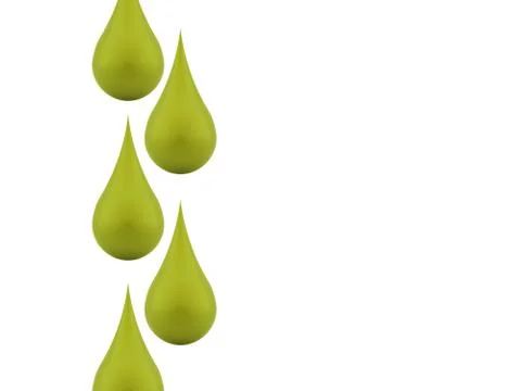 Green drops rendered on white background Stock Illustration