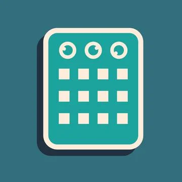 Green Drum machine icon isolated on green background. Musical equipment. Long Illustrazione stock