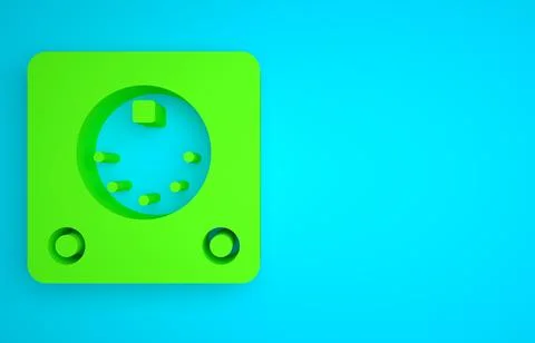 Green Drum machine icon isolated on blue background. Musical equipment Stock Illustration