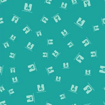 Green Drying clothes icon isolated seamless pattern on green background. Clean Illustrazione stock